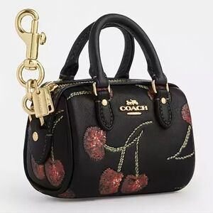 🍒 COACH 🍒 Mini Rowan Bag Charm With Cherry Print NWT